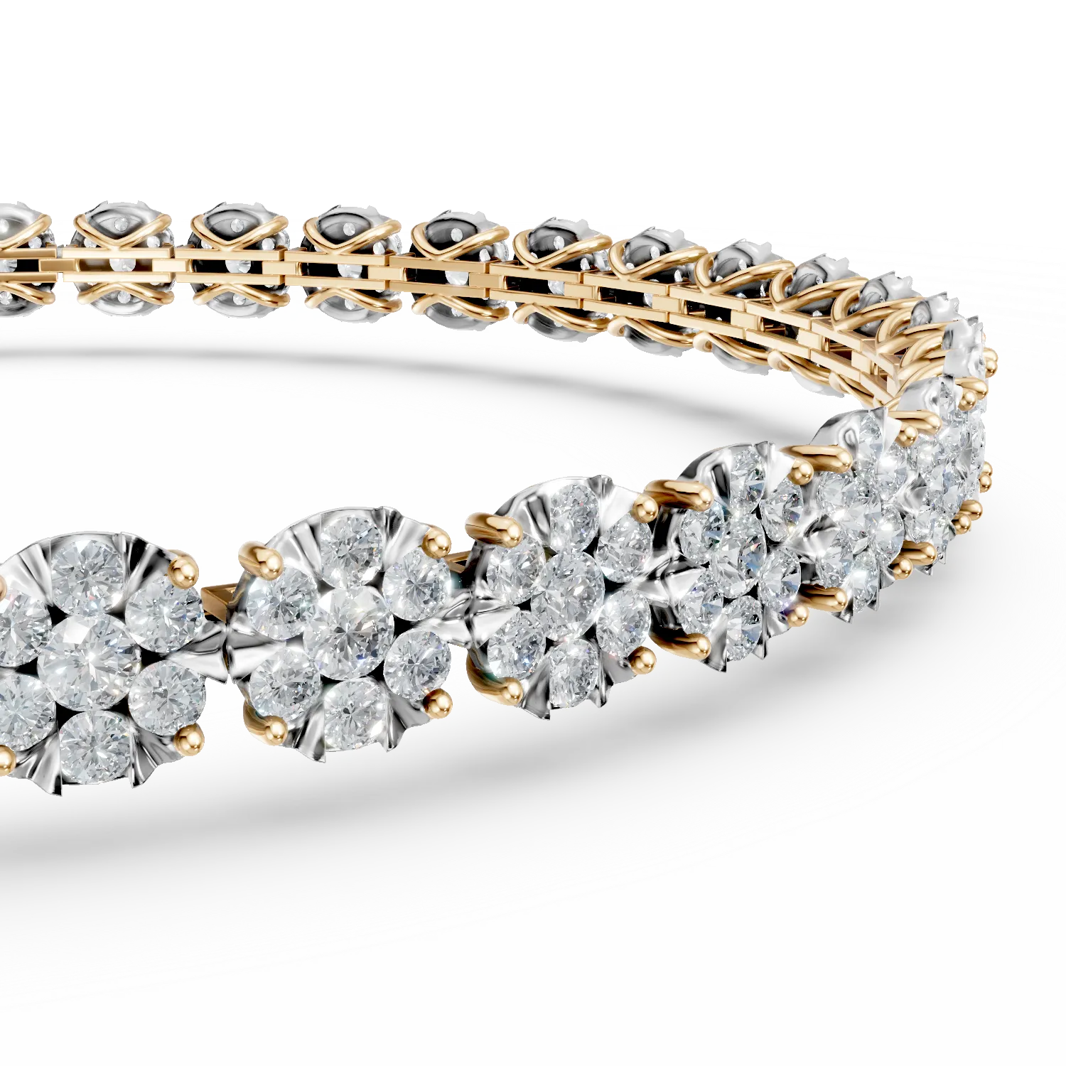 Гривна за тенис от жълто злато 18К с диаманти 3гкт