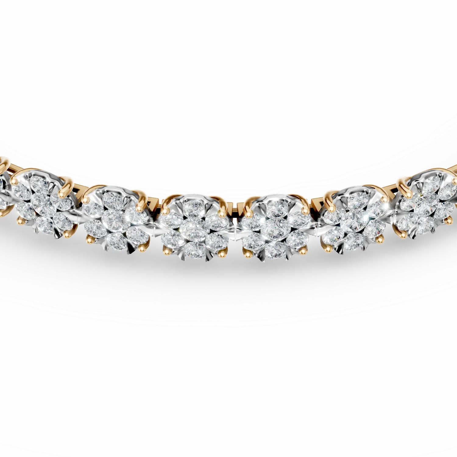 Гривна за тенис от жълто злато 18К с диаманти 3гкт