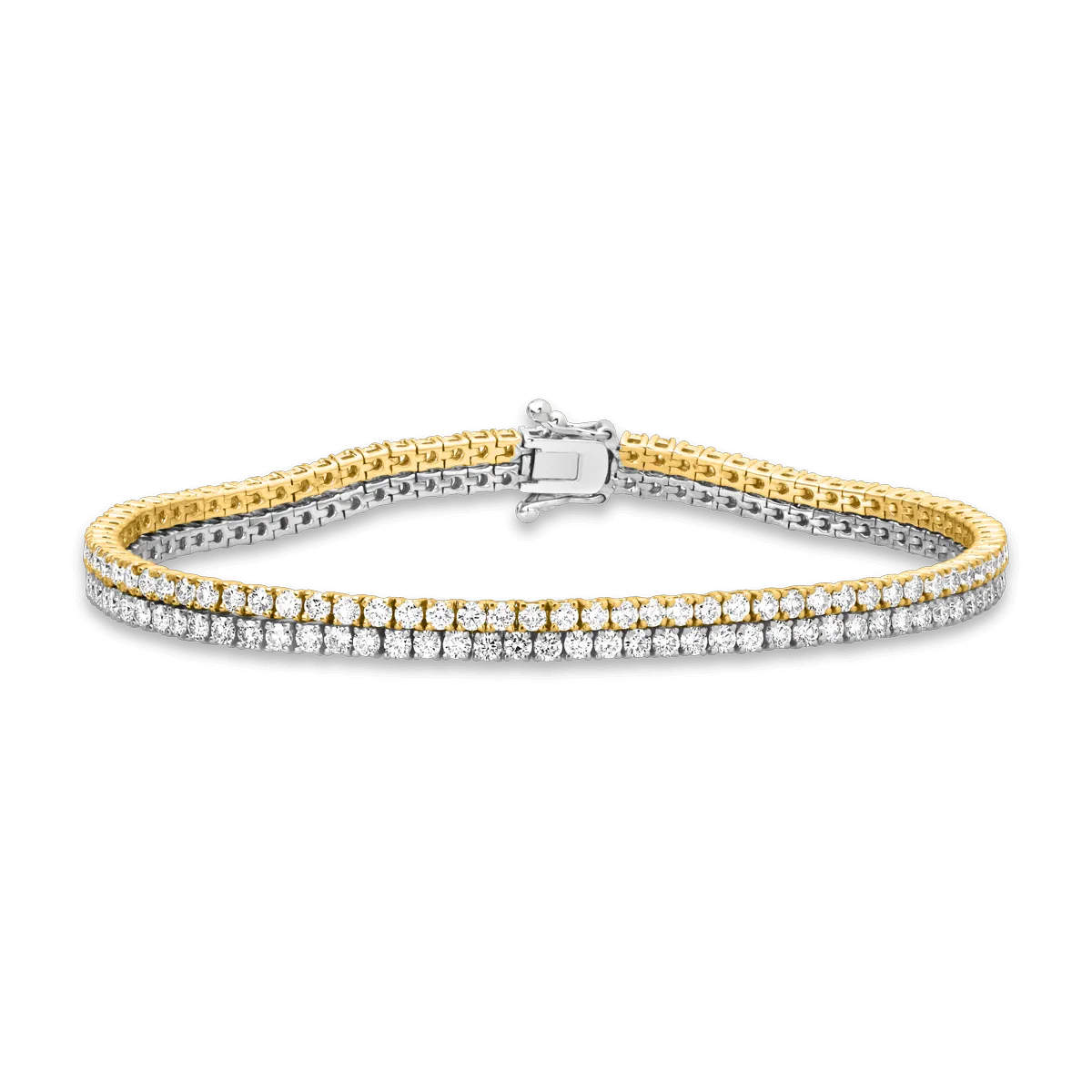 Bratara tennis din aur alb-galben cu diamante de 4.72ct
