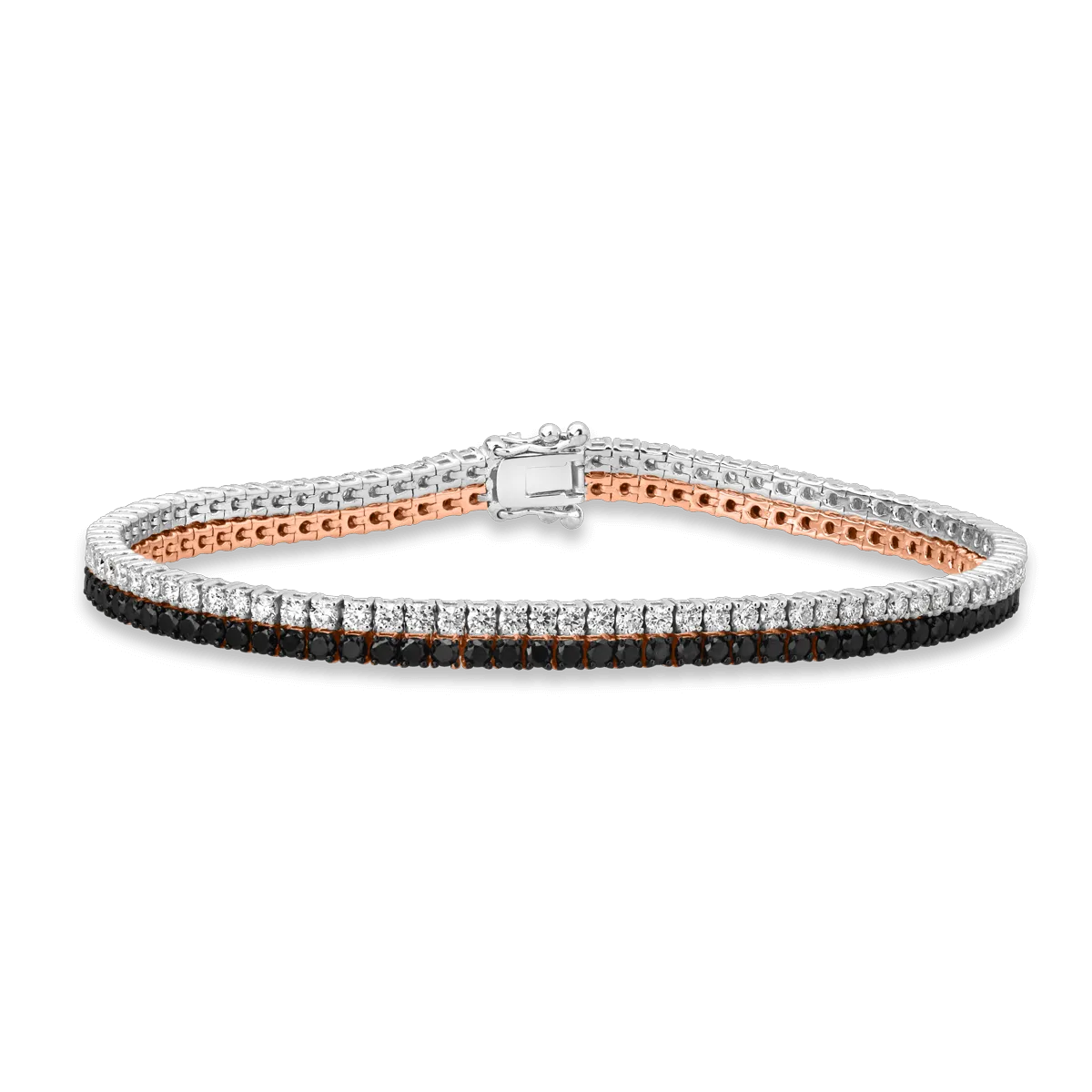 18K white-rose gold bracelet with 2.61ct black diamonds and 2.19ct clear diamonds