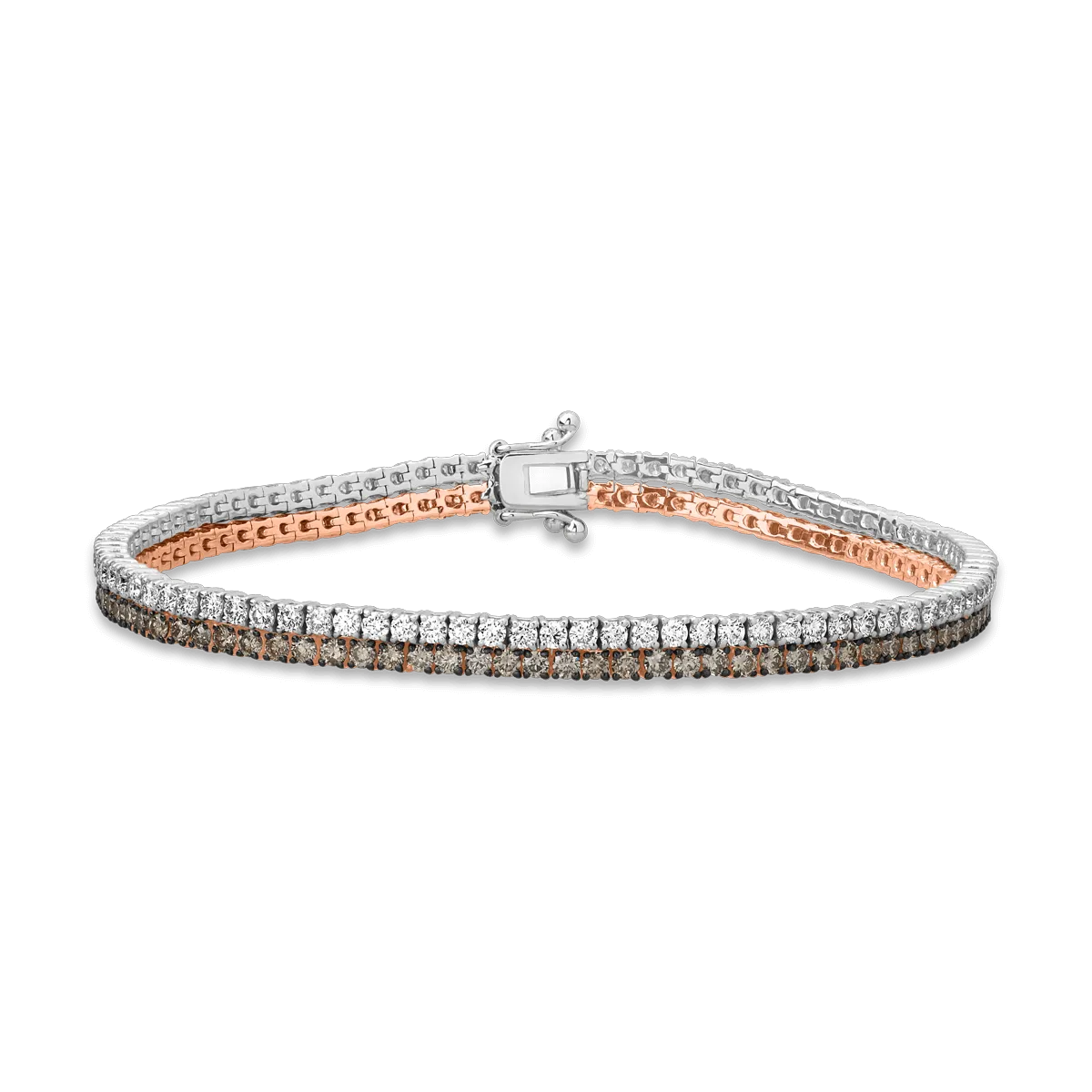 Bratara tennis din aur alb-roz cu diamante de 4.7ct