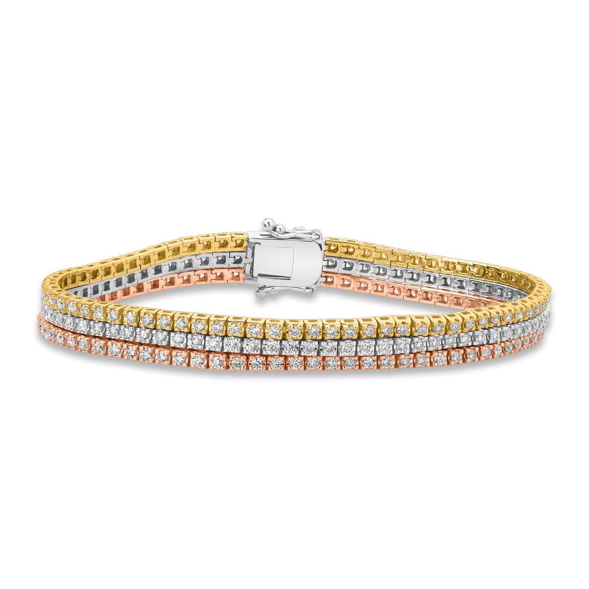 18K white-rose-yellow gold bracelet with 3.06ct diamonds
