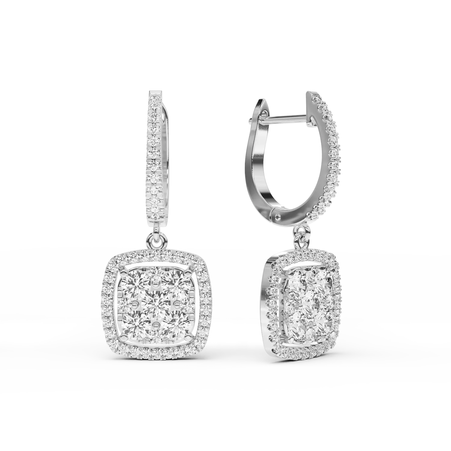 18K бели златни обеци с 1.09ct диаманти