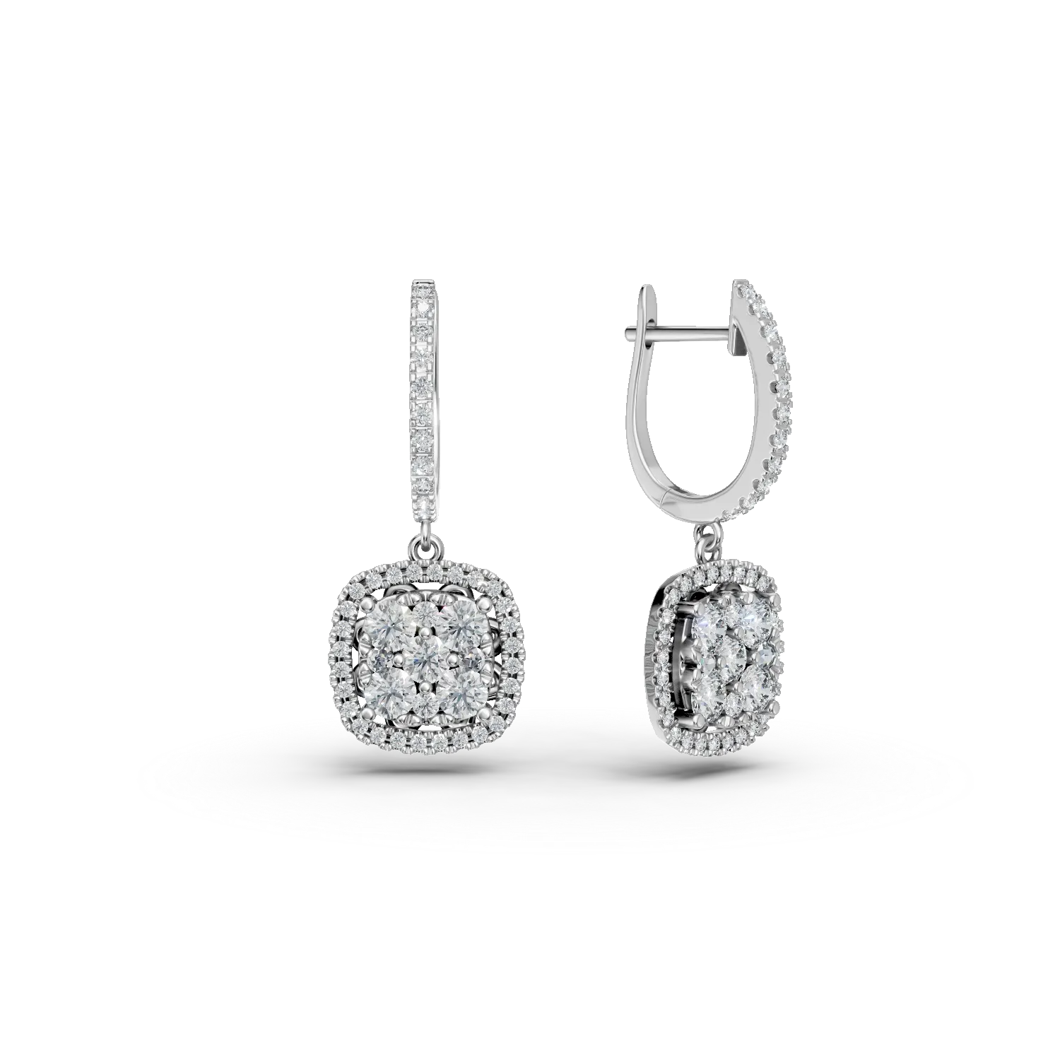 Cercei din aur alb cu diamante de 1.14ct