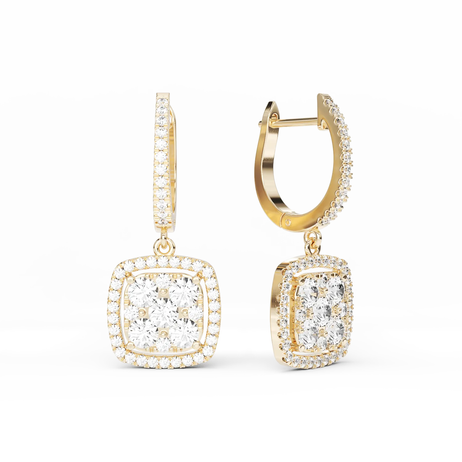 18K жълти златни обеци с 1.08ct диаманта