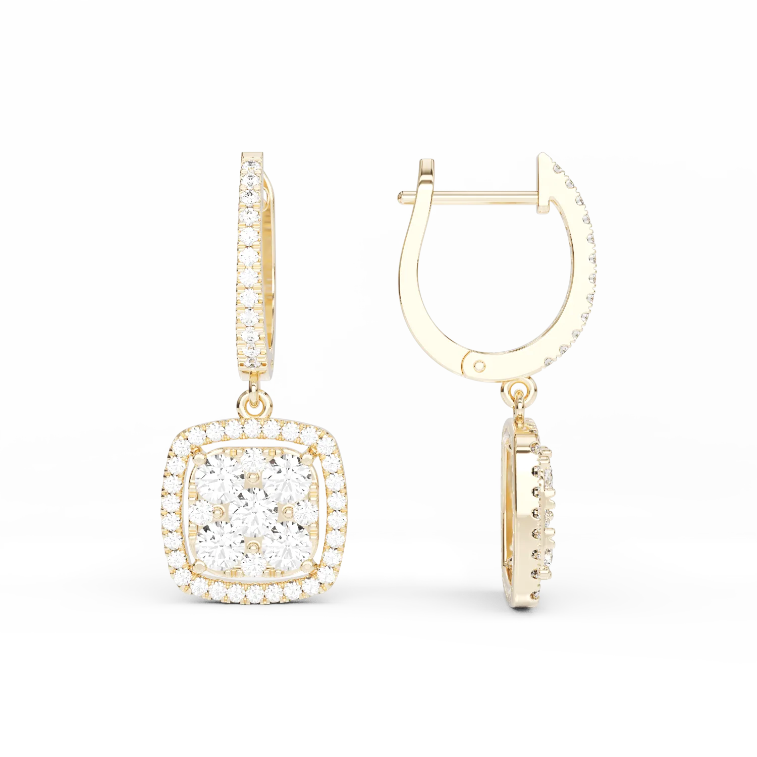 18K жълти златни обеци с 1.08ct диаманта