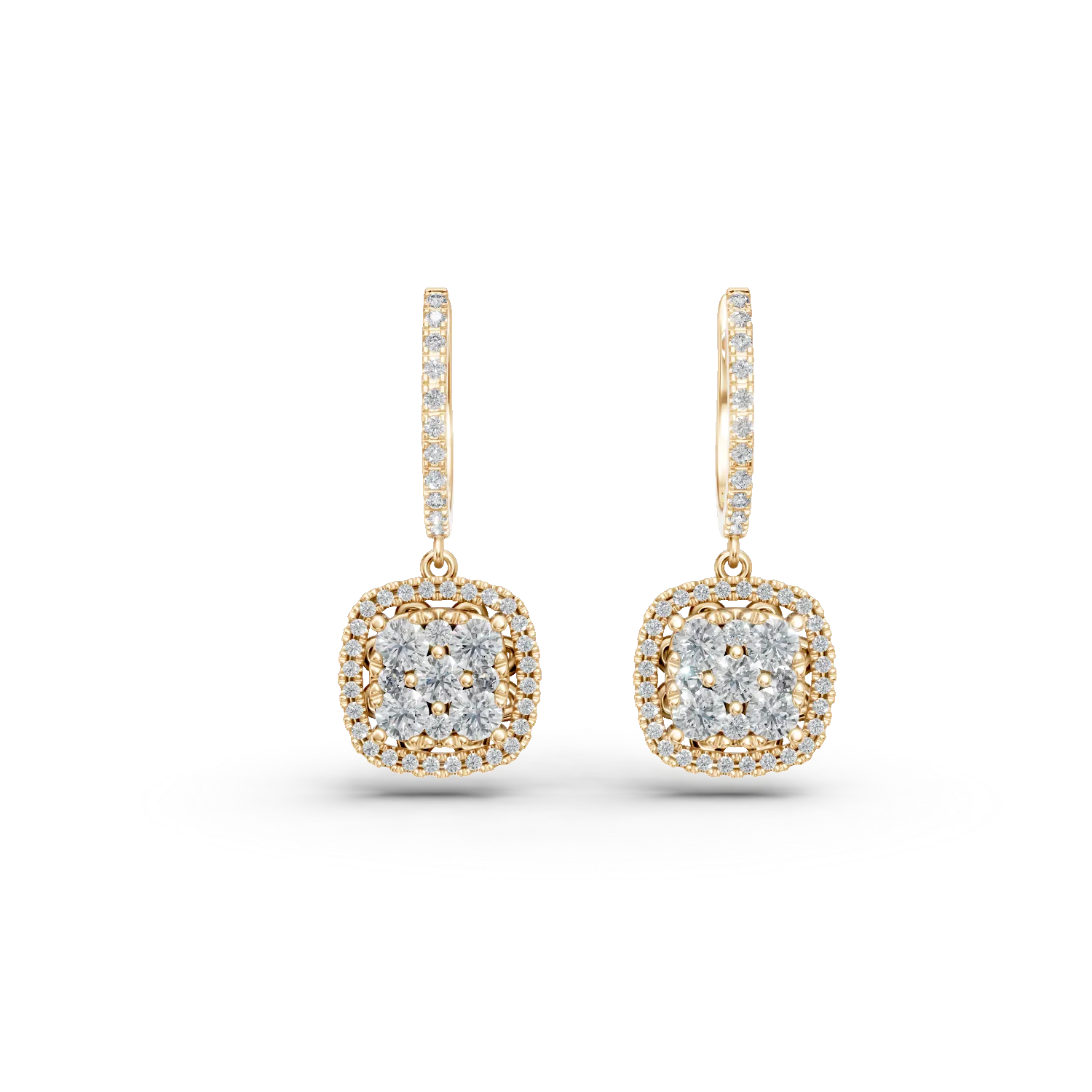 Cercei din aur galben cu diamante de 1.12ct