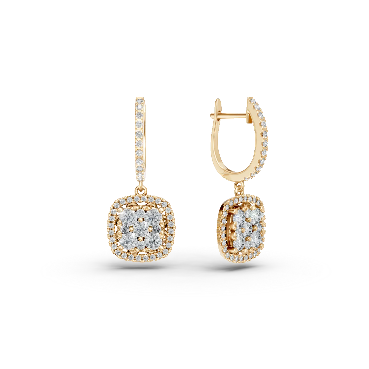 Teilor Cercei din aur galben cu diamante de 1.12ct