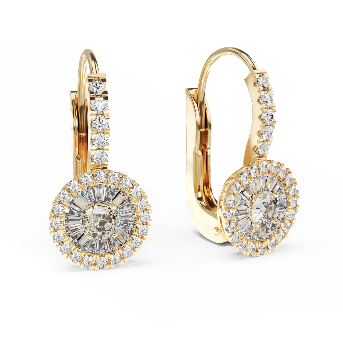 Cercei din aur galben cu diamante de 0.39ct