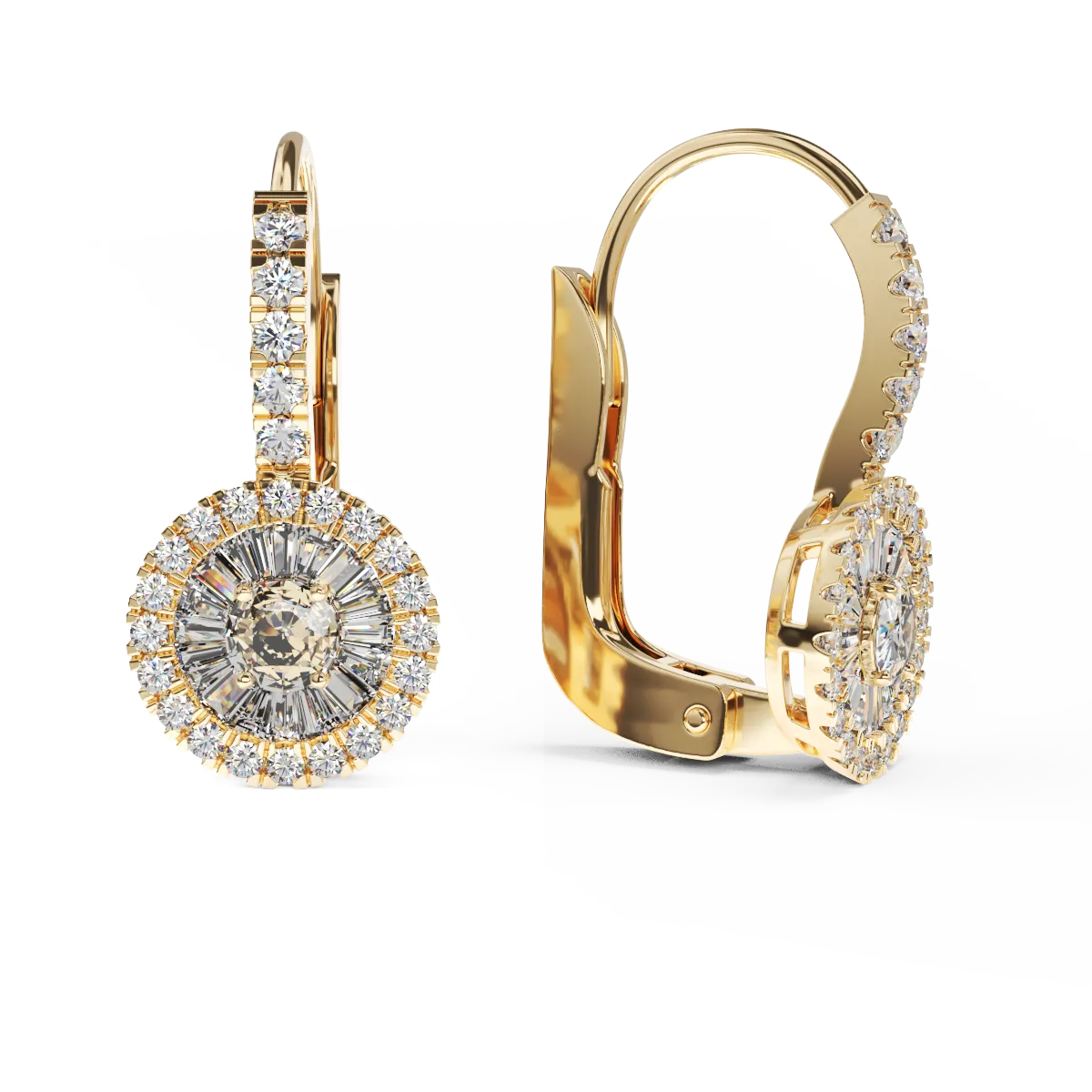 Cercei din aur galben cu diamante de 0.39ct
