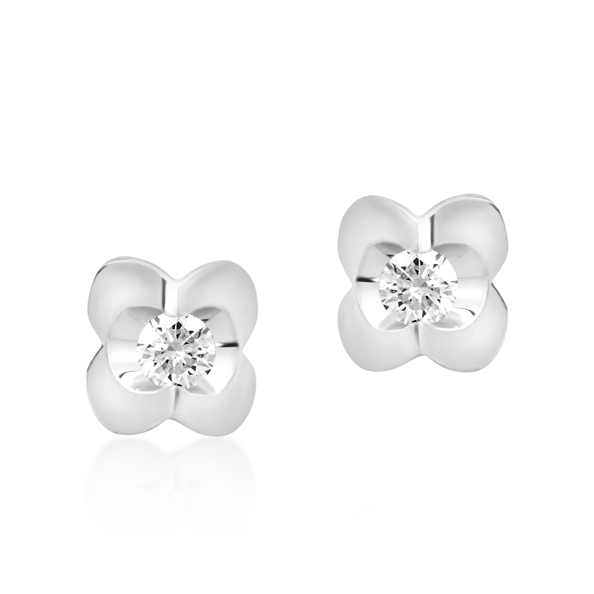 Cercei din aur alb de 18K cu diamante de 0.1ct-53710