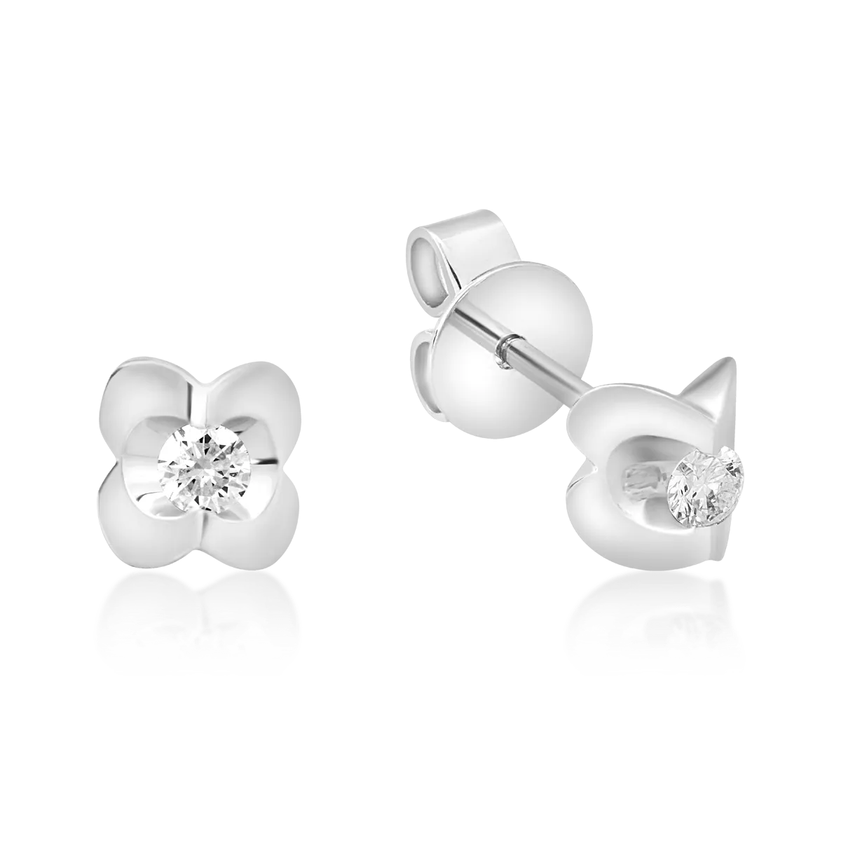 18K бели златни обеци с 0.1ct диаманта
