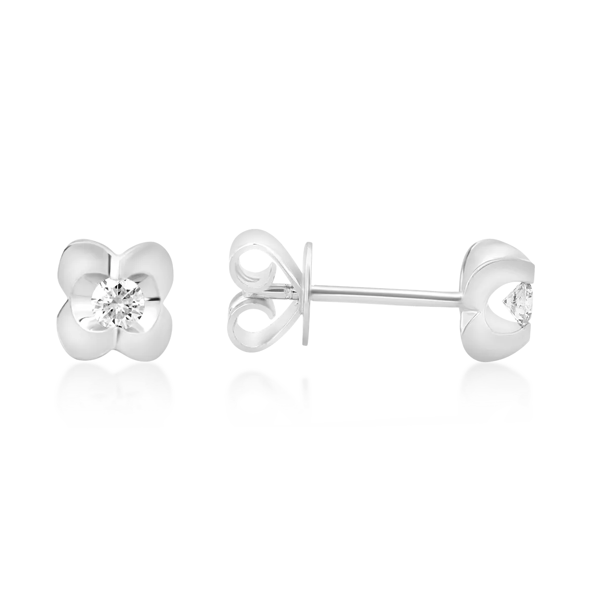 18K бели златни обеци с 0.1ct диаманта
