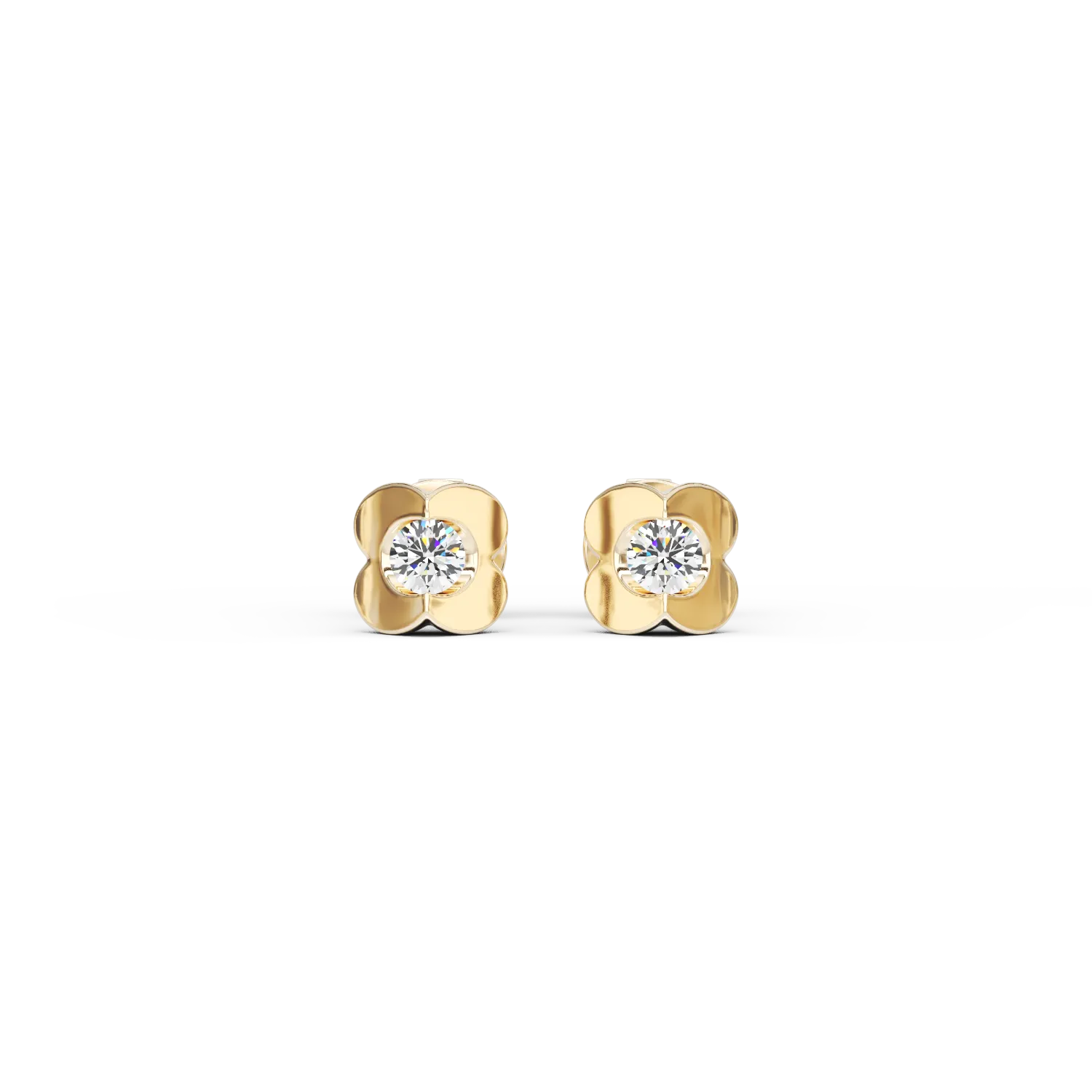 18K yellow gold earrings with 0.1ct diamonds