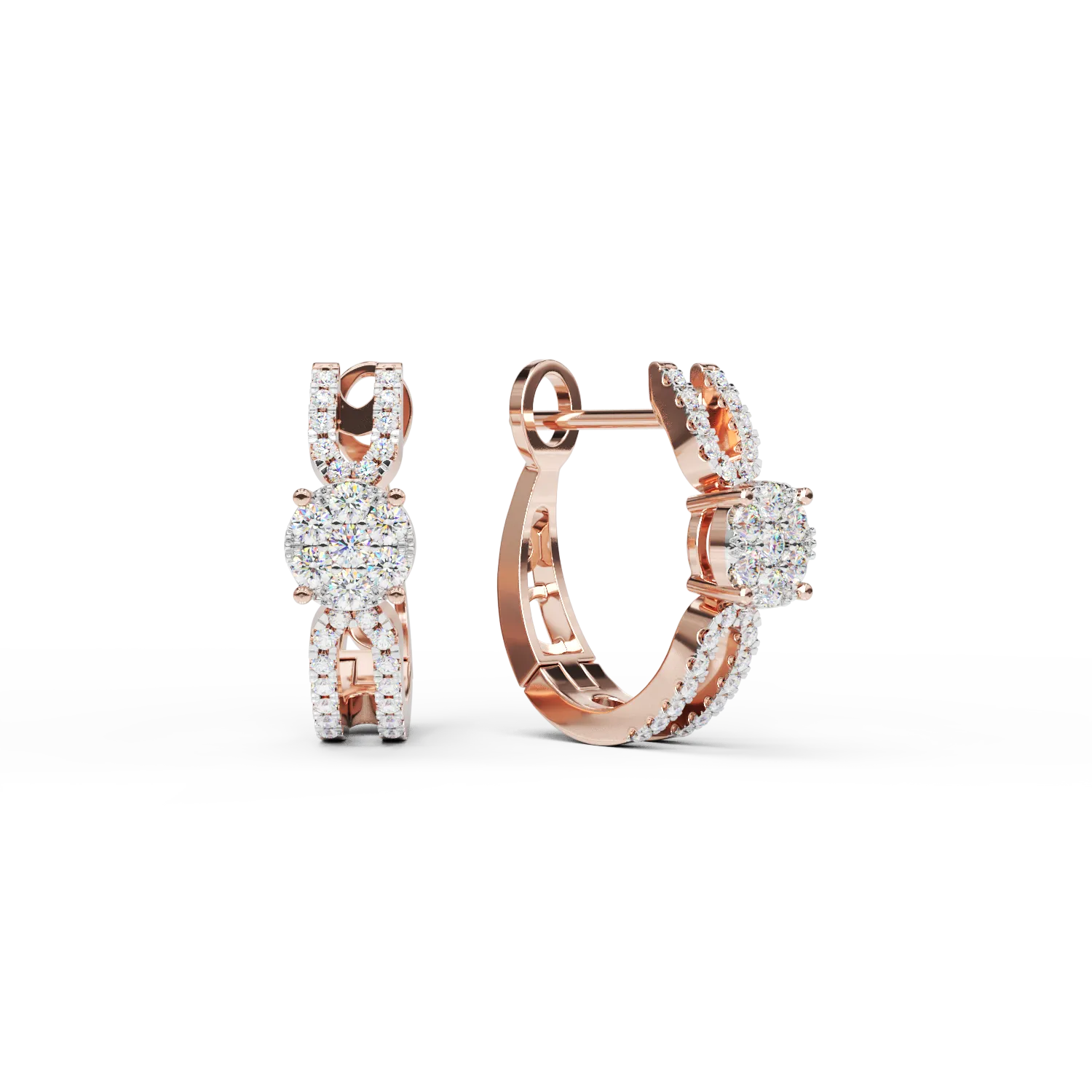 Cercei din aur roz cu diamante de 0.41ct