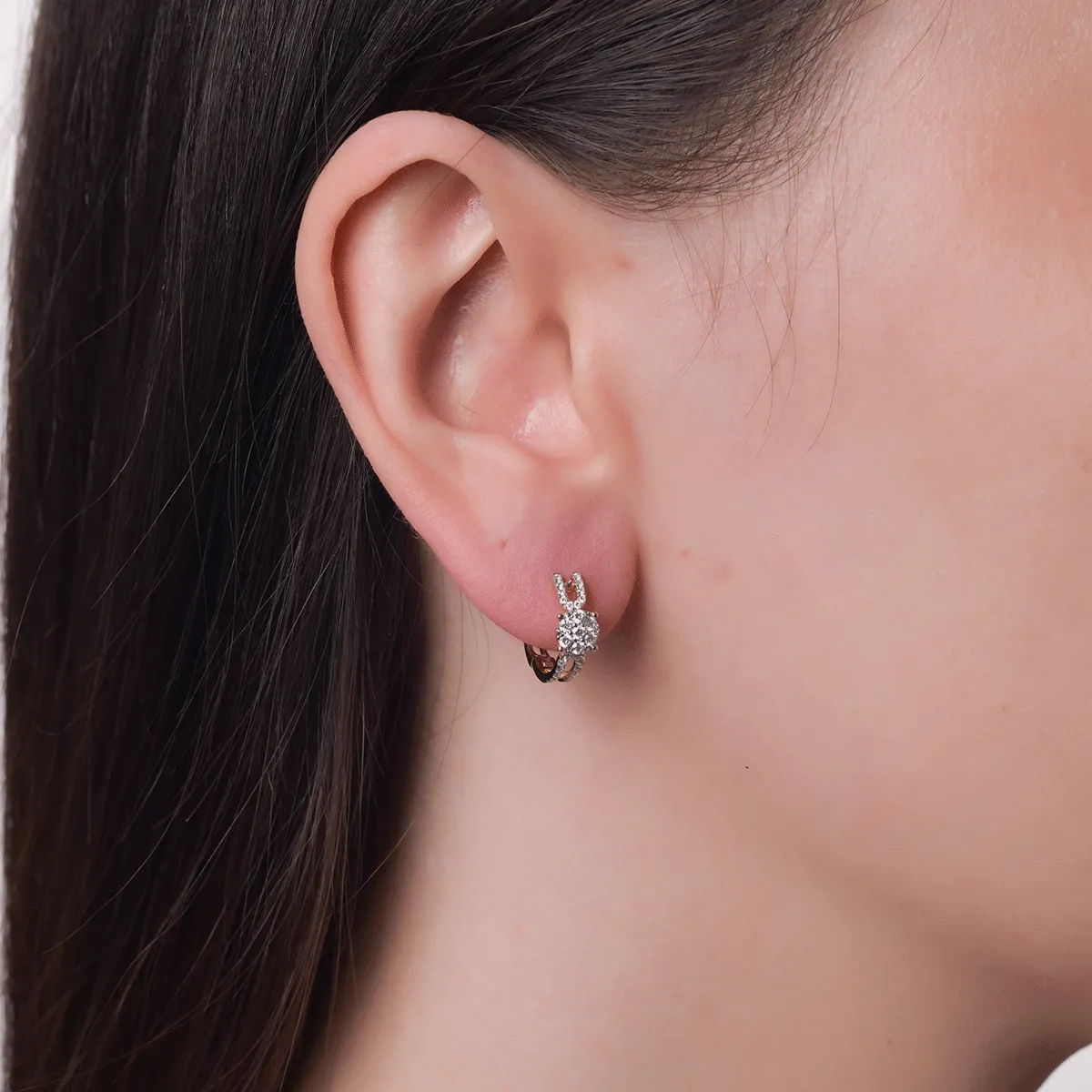 Cercei din aur roz cu diamante de 0.41ct