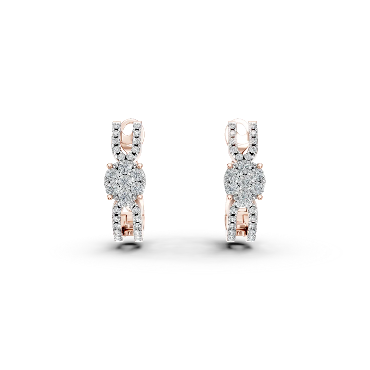 Cercei din aur roz cu diamante de 0.41ct