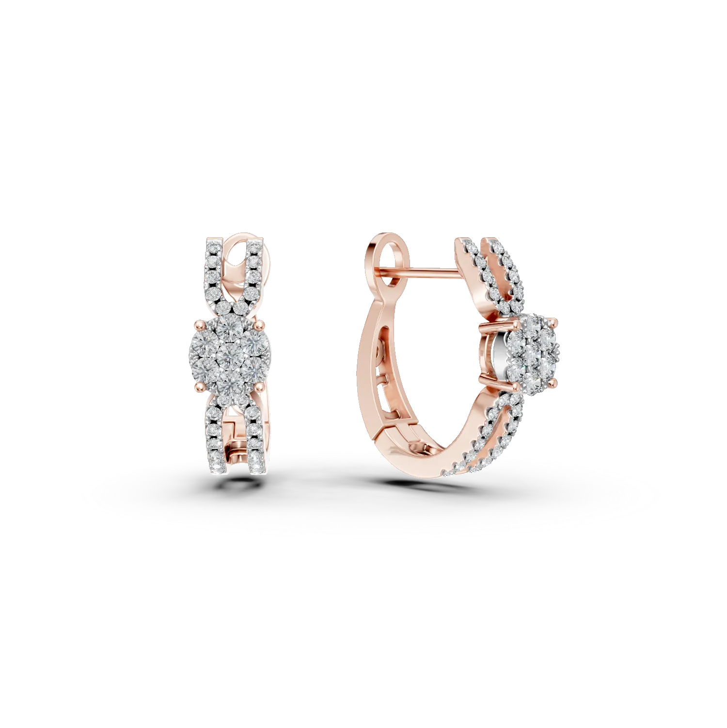 Cercei din aur roz cu diamante de 0.41ct