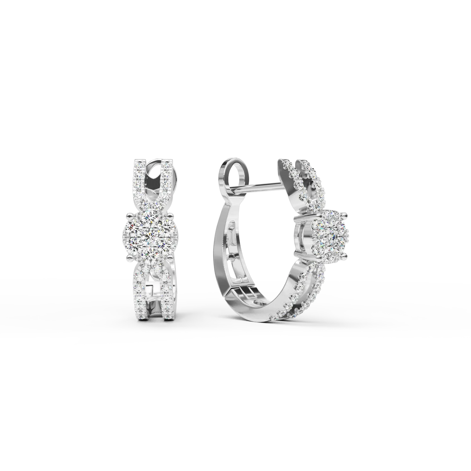 18K бели златни обеци с 0.4ct диаманта