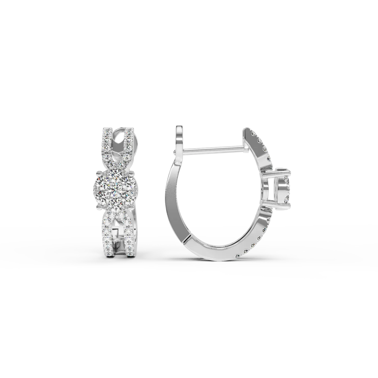 18K бели златни обеци с 0.4ct диаманта