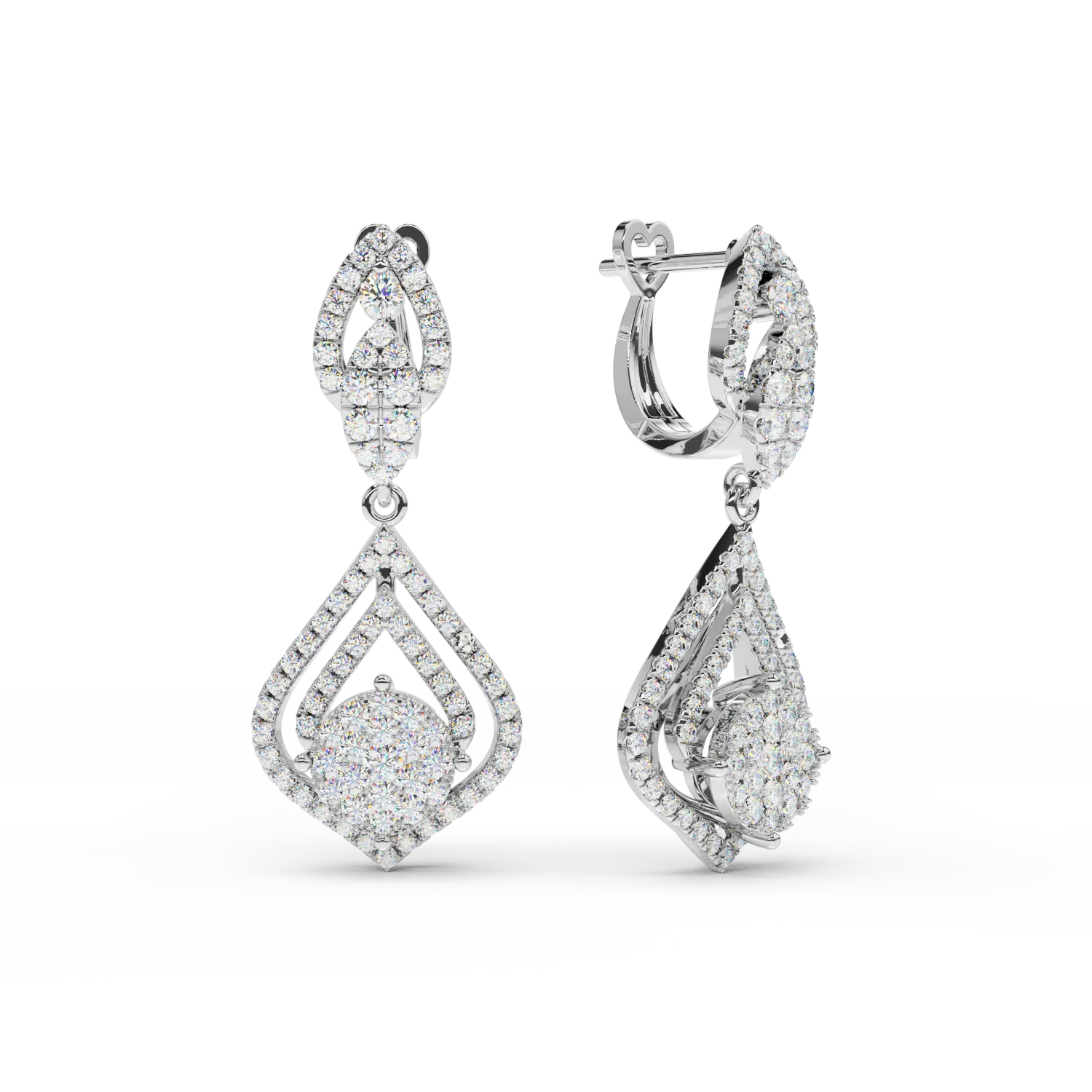 18K white gold earrings with 1.6ct diamonds