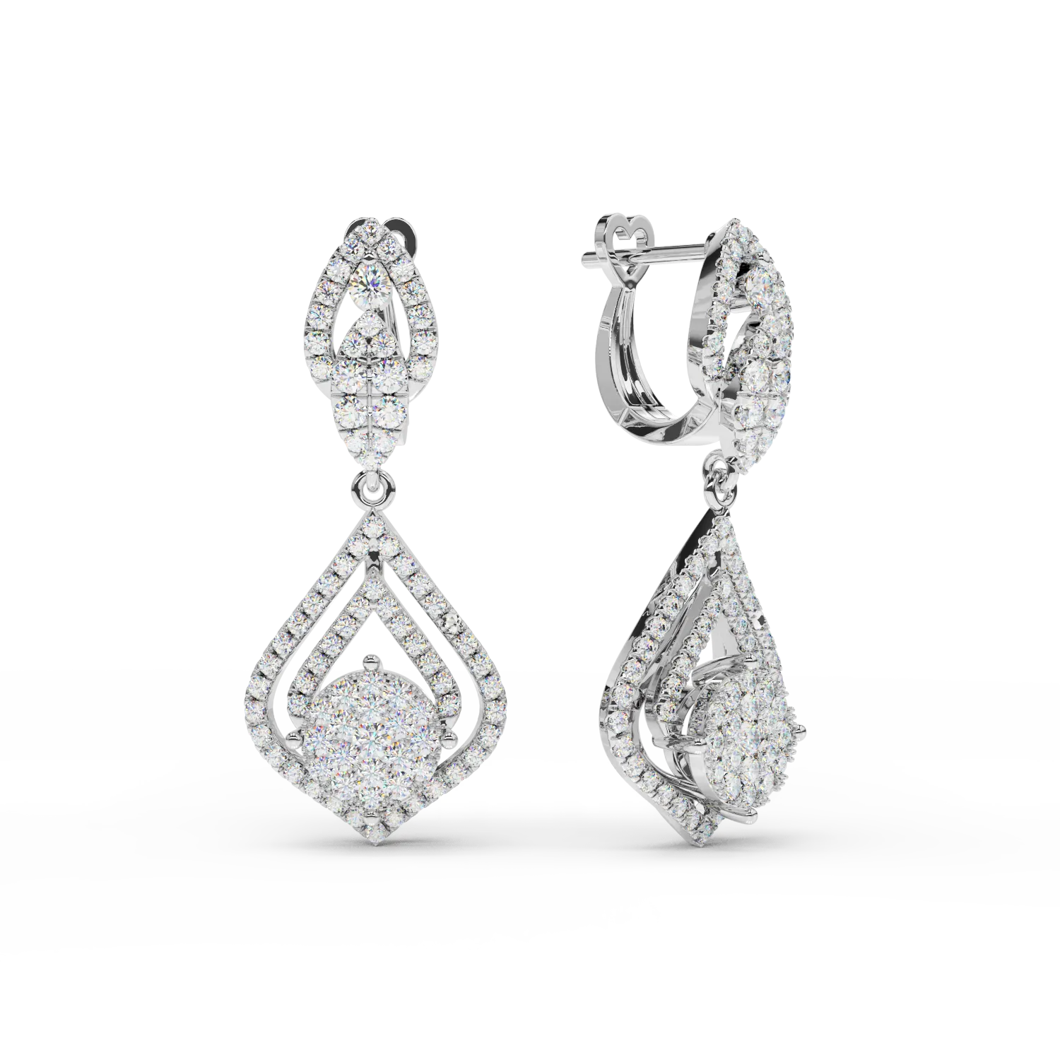 18K бели златни обеци с 1.6ct диаманта