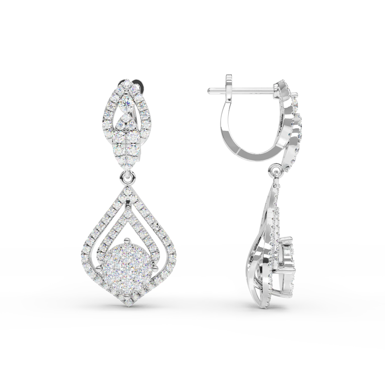 18K бели златни обеци с 1.6ct диаманта