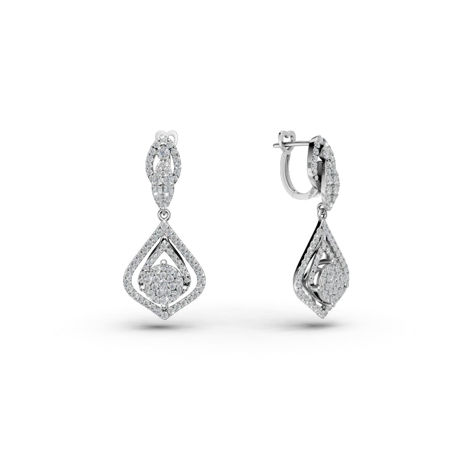 Cercei din aur alb cu diamante de 1.6ct