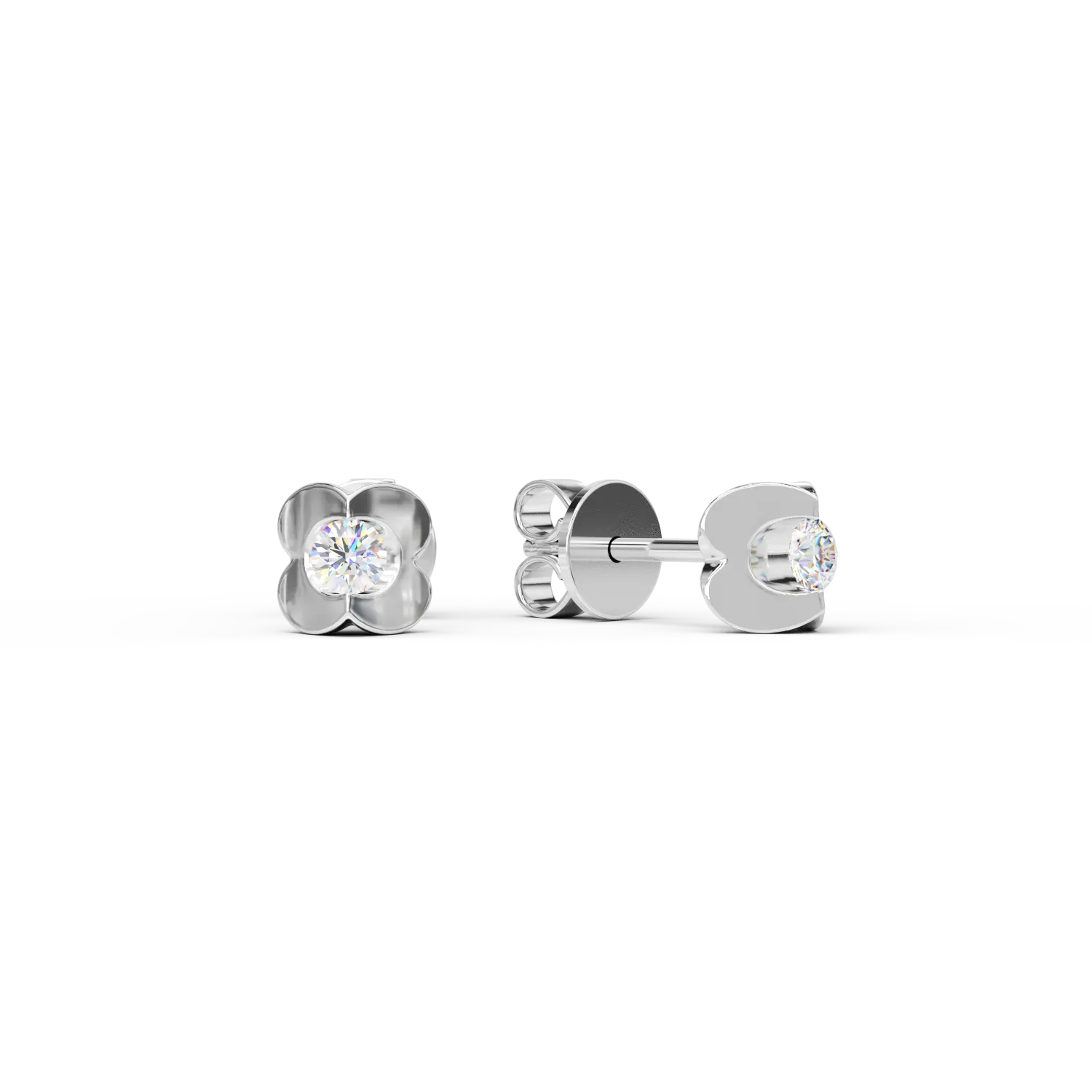 18K бели златни обеци с 0.2ct диаманта