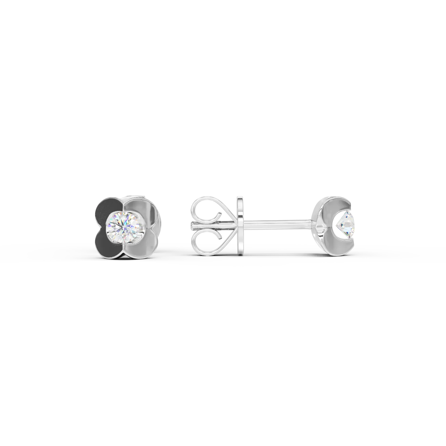 18K бели златни обеци с 0.2ct диаманта