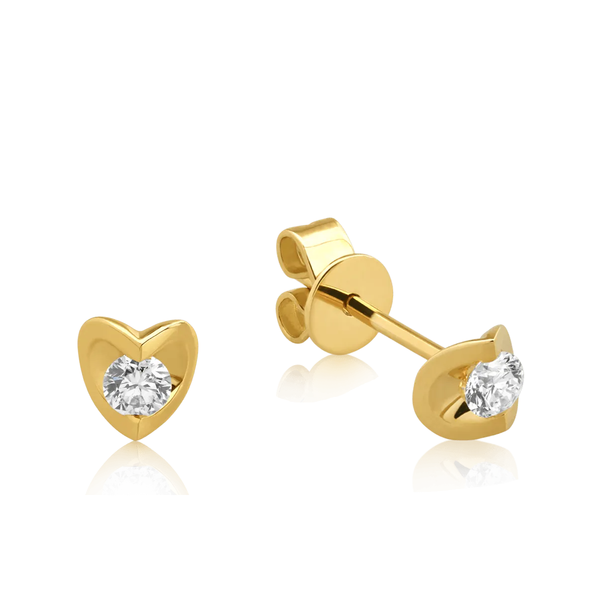 18K yellow gold heart earrings with diamonds of 0.2ct