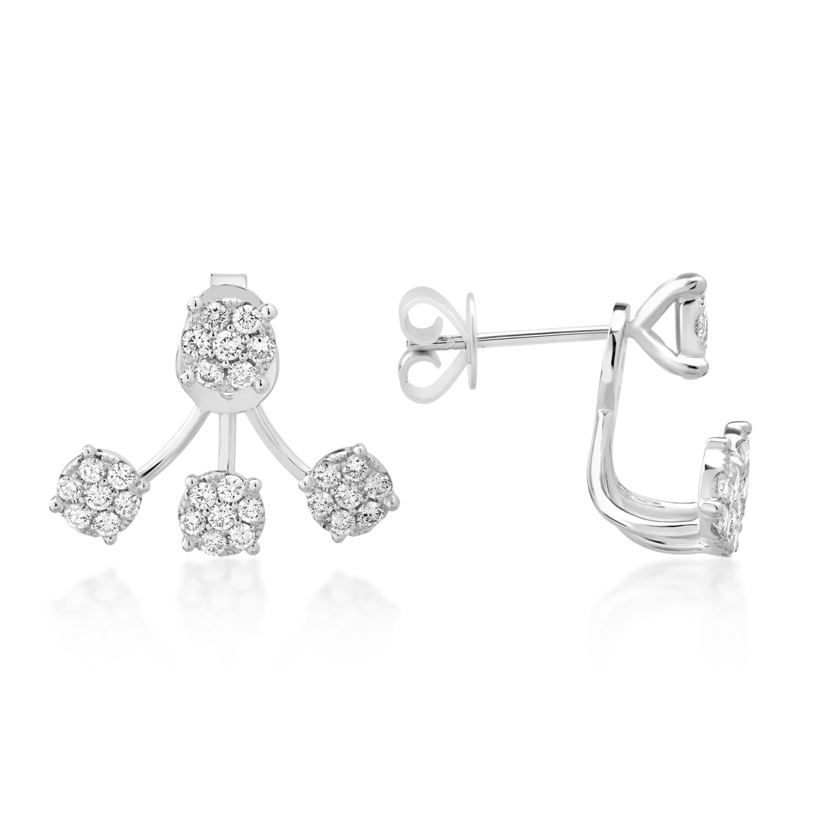 Cercei din aur alb de 18K cu diamante de 0.87ct