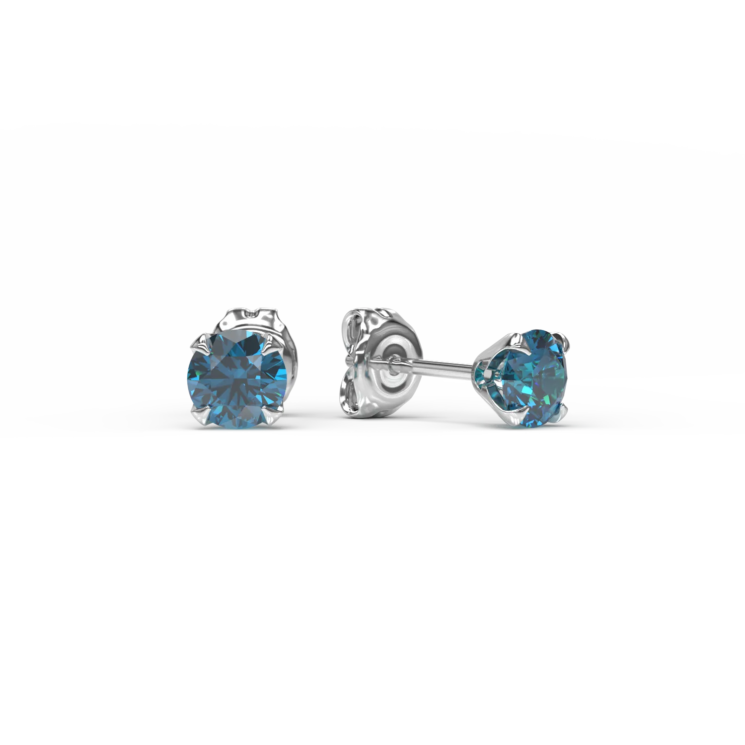 Cercei din aur alb de 18K cu diamante albastre de 0.66ct