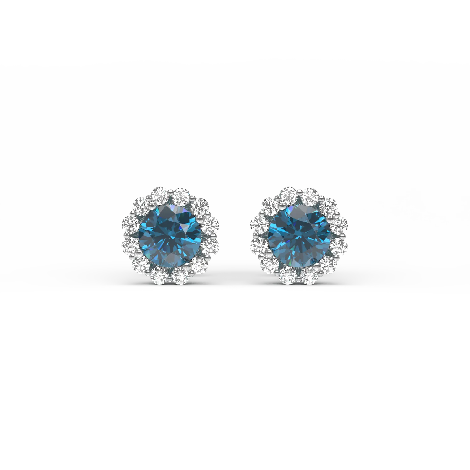 Cercei din aur alb de 18K cu diamante albastre de 0.66ct si diamante transparente de 0.2ct-53720