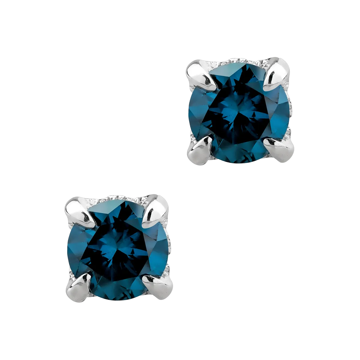 18K white gold earrings with 0.66ct blue diamonds and 0.07ct diamonds