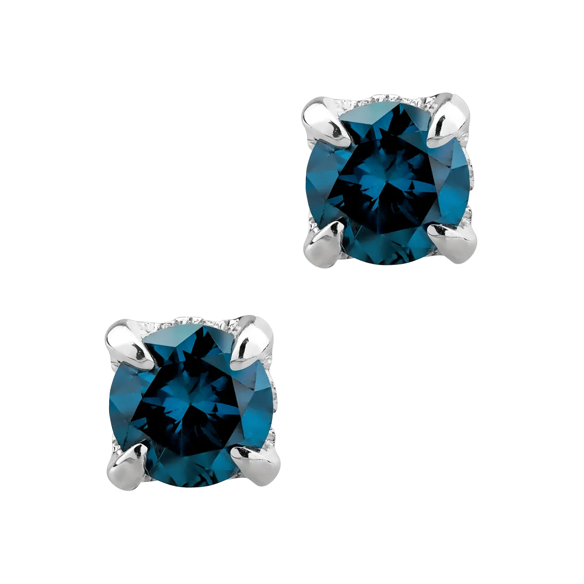 Cercei din aur alb de 18K cu diamante albastre de 0.66ct si diamante transparente de 0.07ct