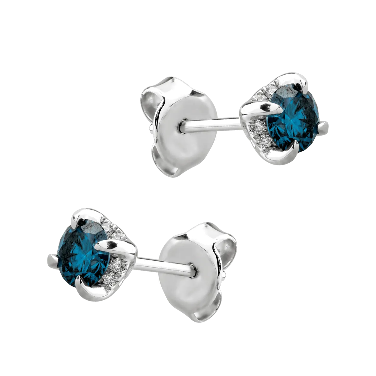 18K white gold earrings with 0.66ct blue diamonds and 0.07ct diamonds