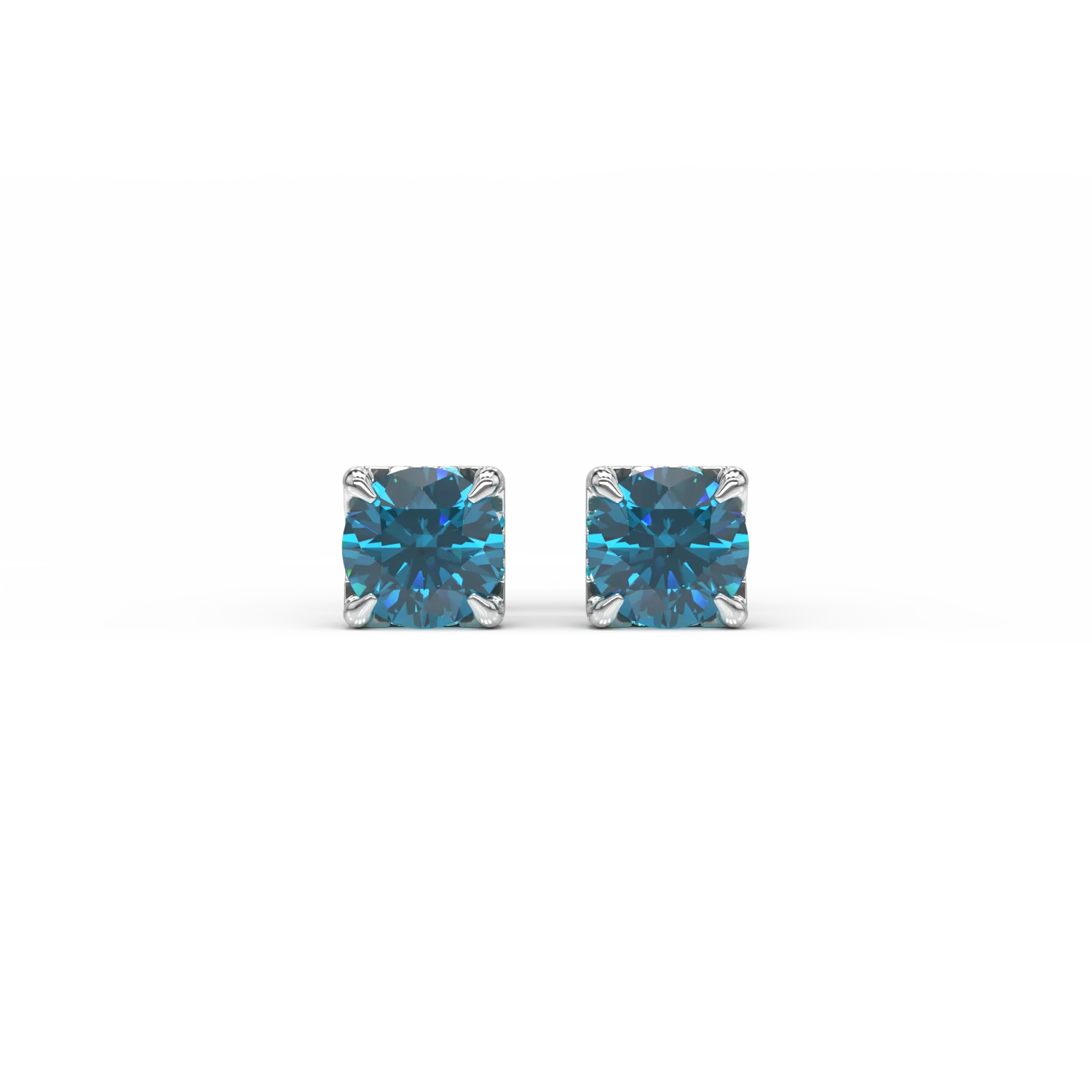 Cercei din aur alb de 18K cu diamante albastre de 0.88ct si diamante transparente de 0.08ct-53722