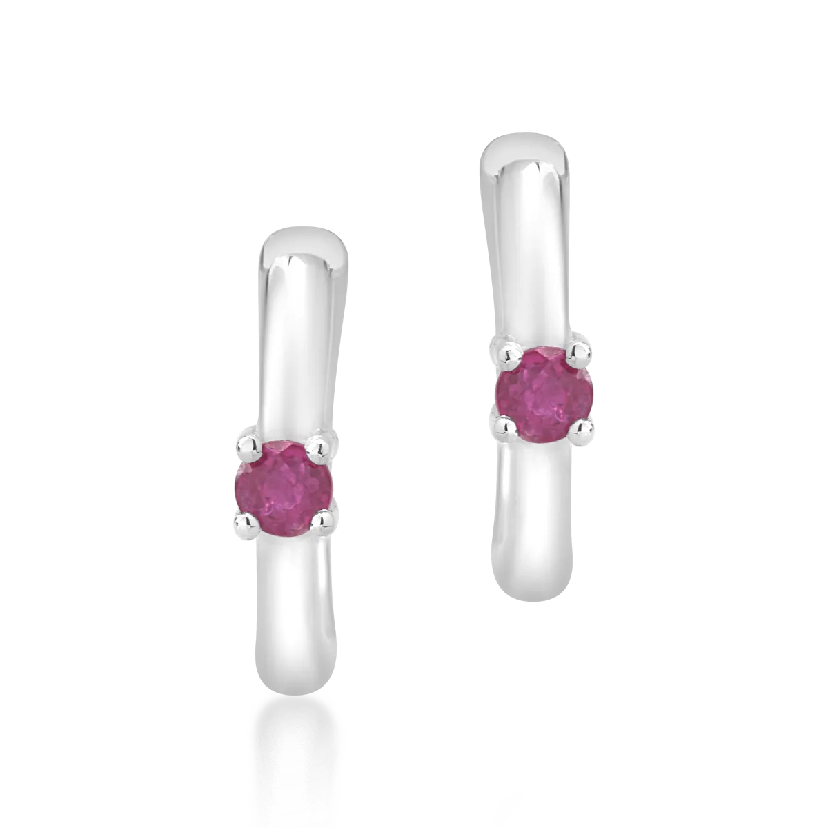 Cercei pentru copii din aur alb cu rubin de 0.13ct