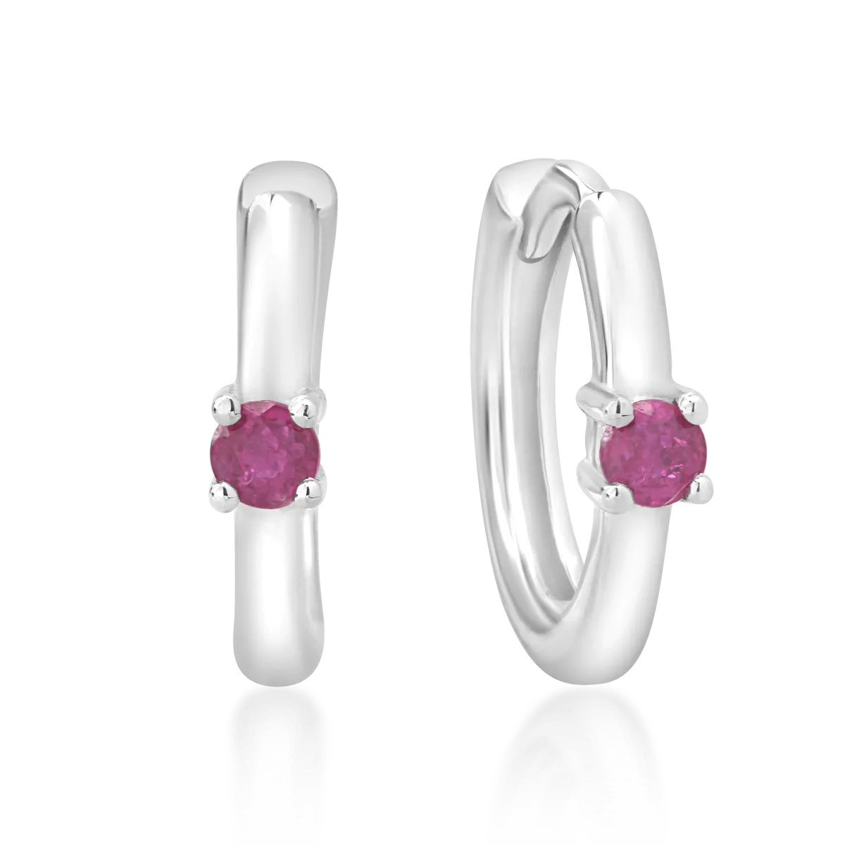 TEILOR Cercei pentru copii din aur alb cu rubin de 0.13ct