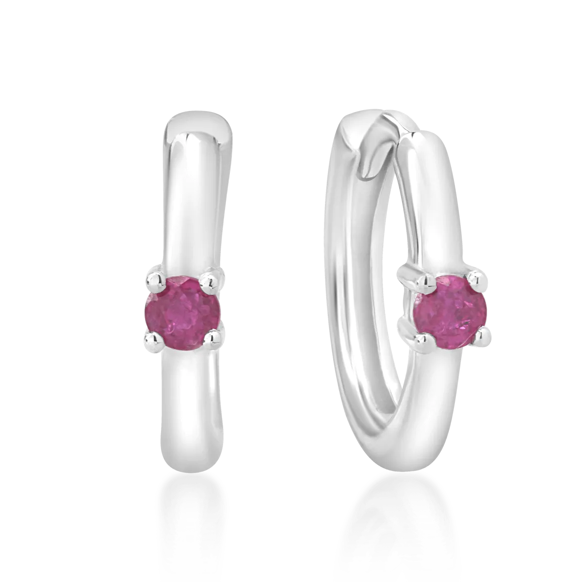 14K white gold children earrings with ruby of 0.13ct