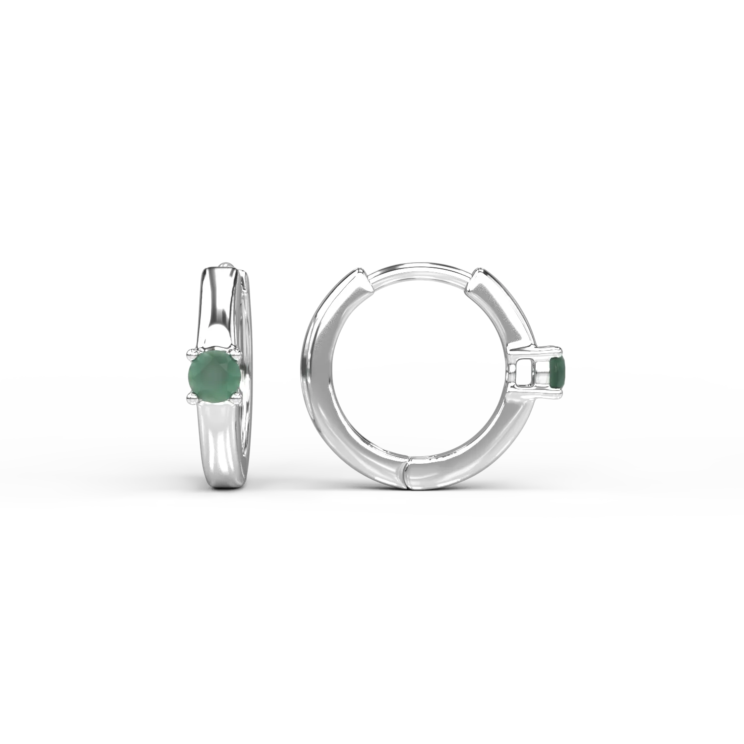 Kolczyki dziecięce z białego 14K złota ze szmaragdem o masie 0,11 ct
