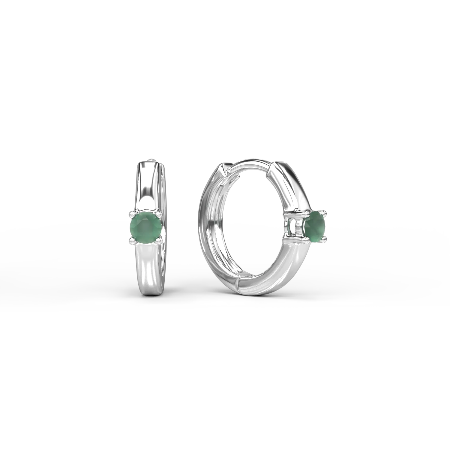 Cercei pentru copii din aur alb cu smarald de 0.11ct