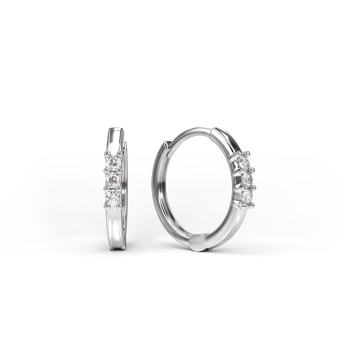 Cercei pentru copii din aur alb cu diamante de 0.054ct