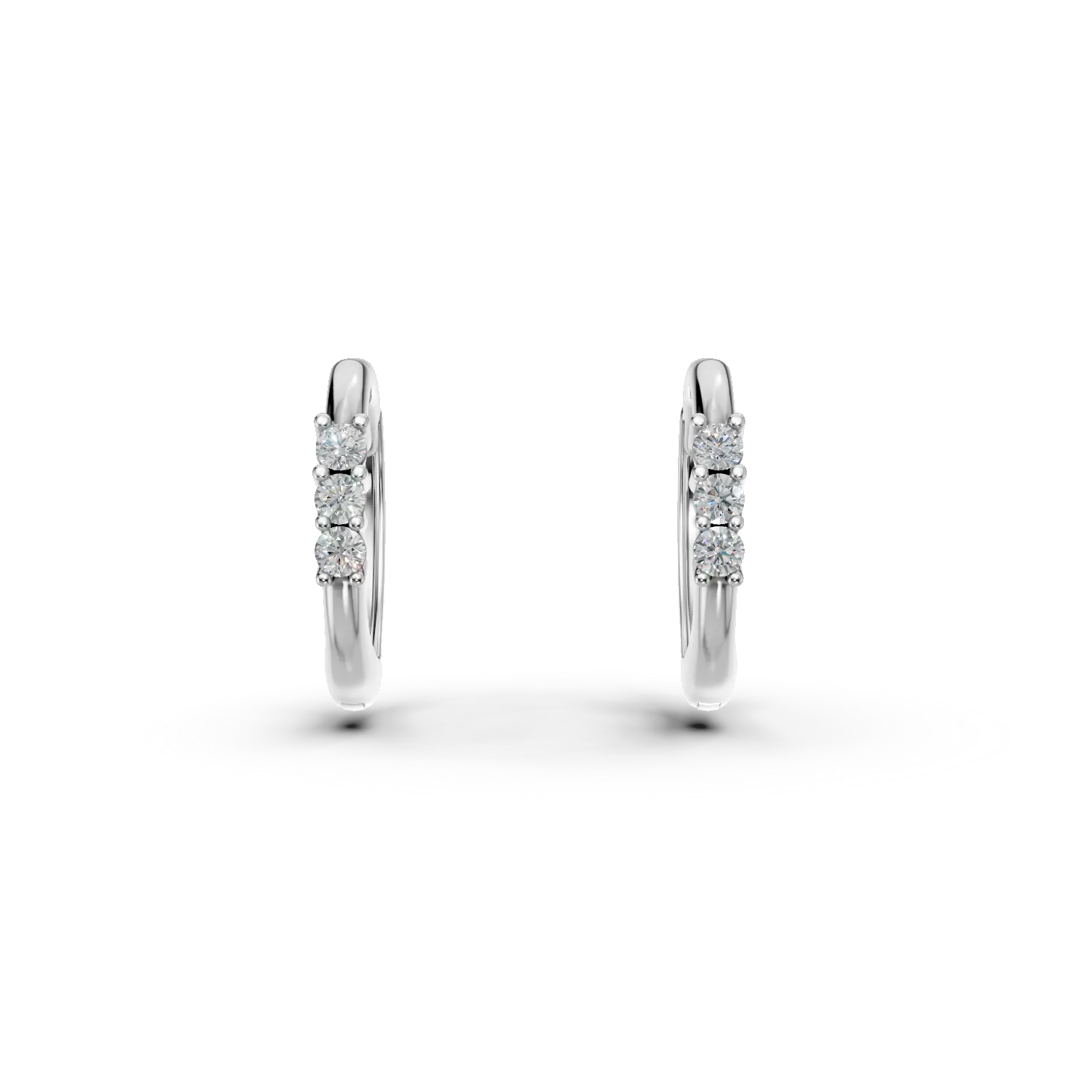 Cercei pentru copii din aur alb cu diamante de 0.054ct