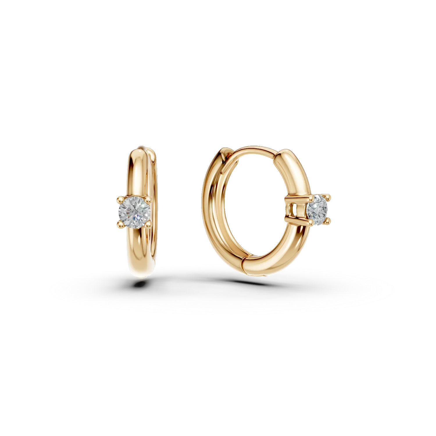 Cercei pentru copii din aur galben de 14K cu diamante de 0.09ct