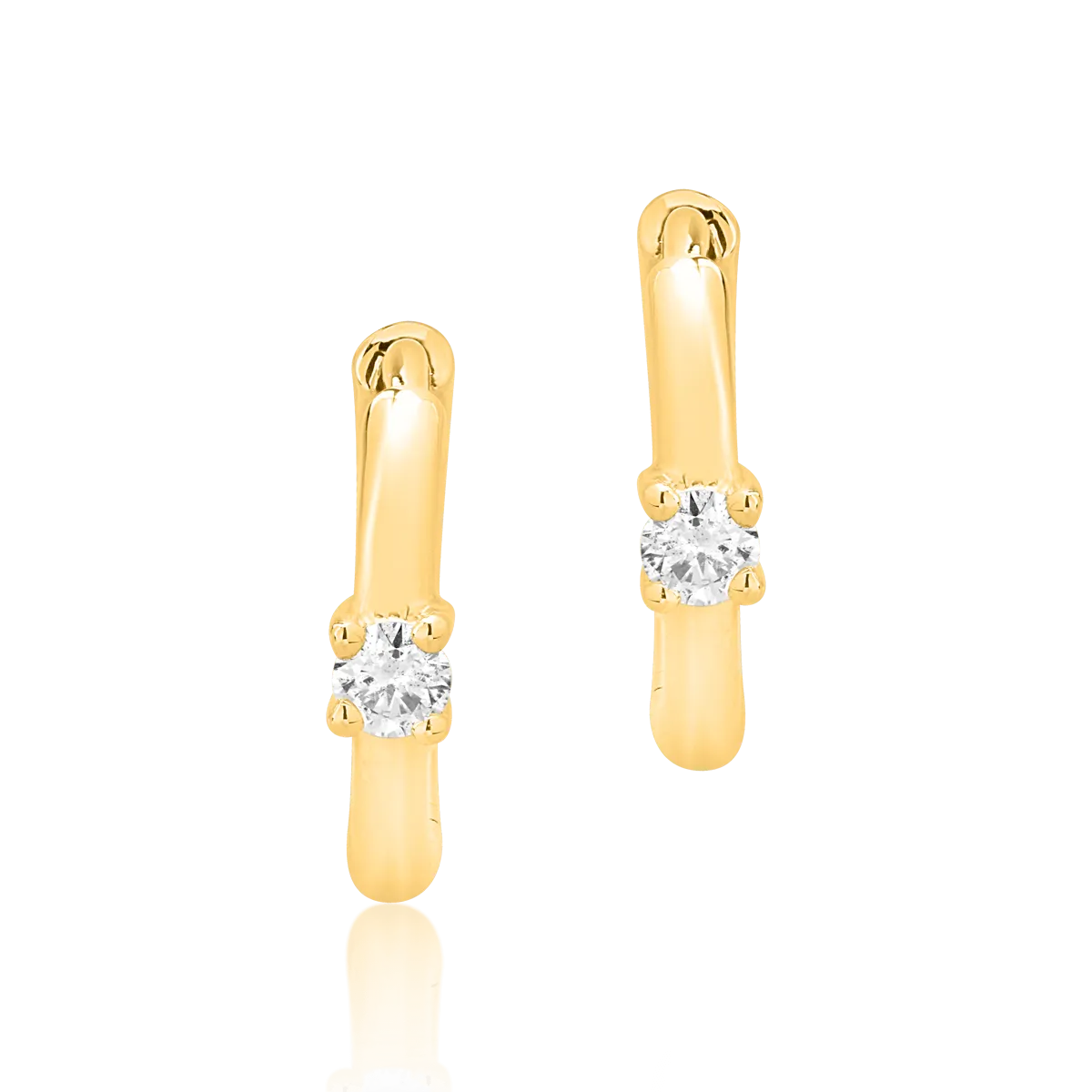 Cercei pentru copii din aur galben de 14K cu diamante de 0.09ct