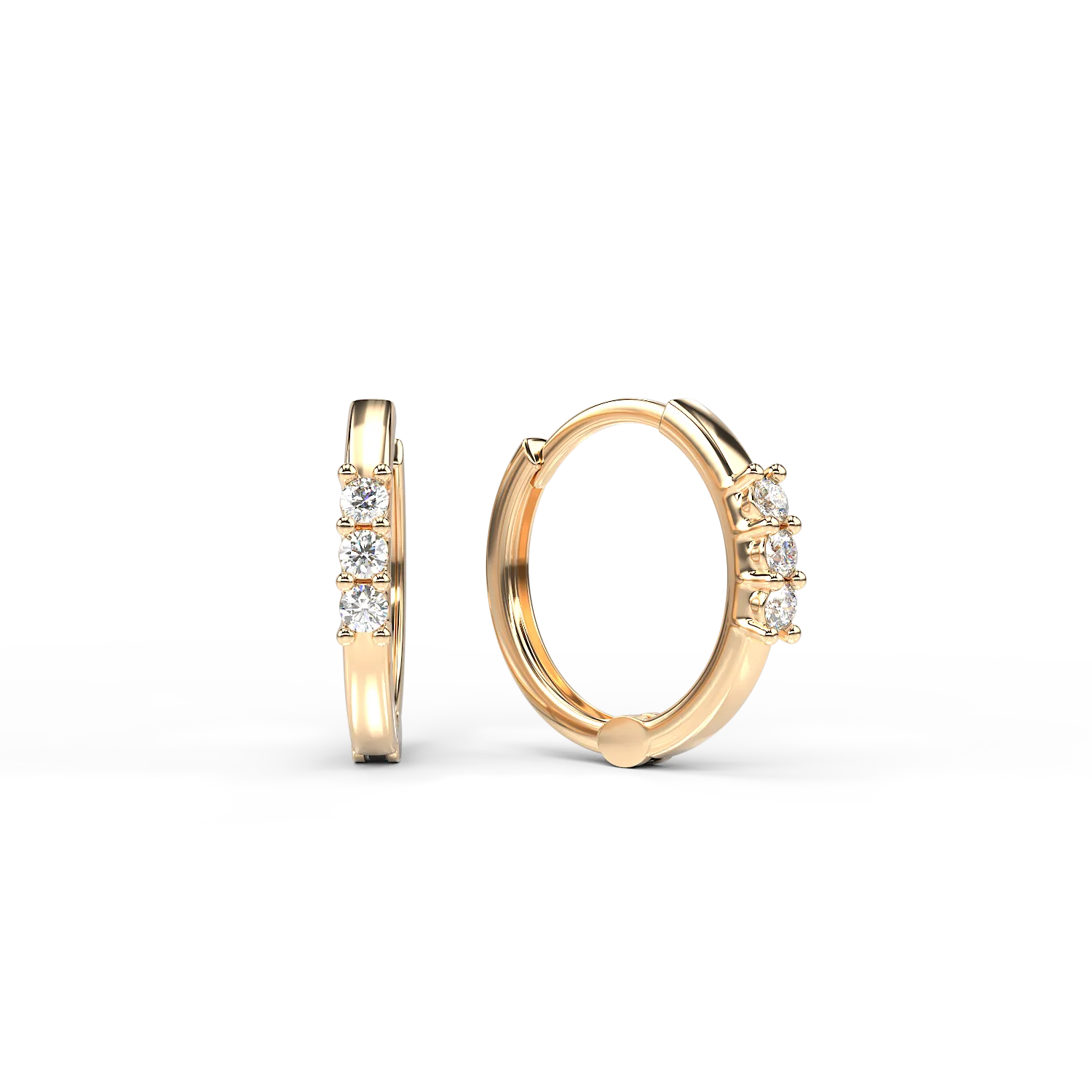 14K жълти златни обеци с 0.051ct диаманта