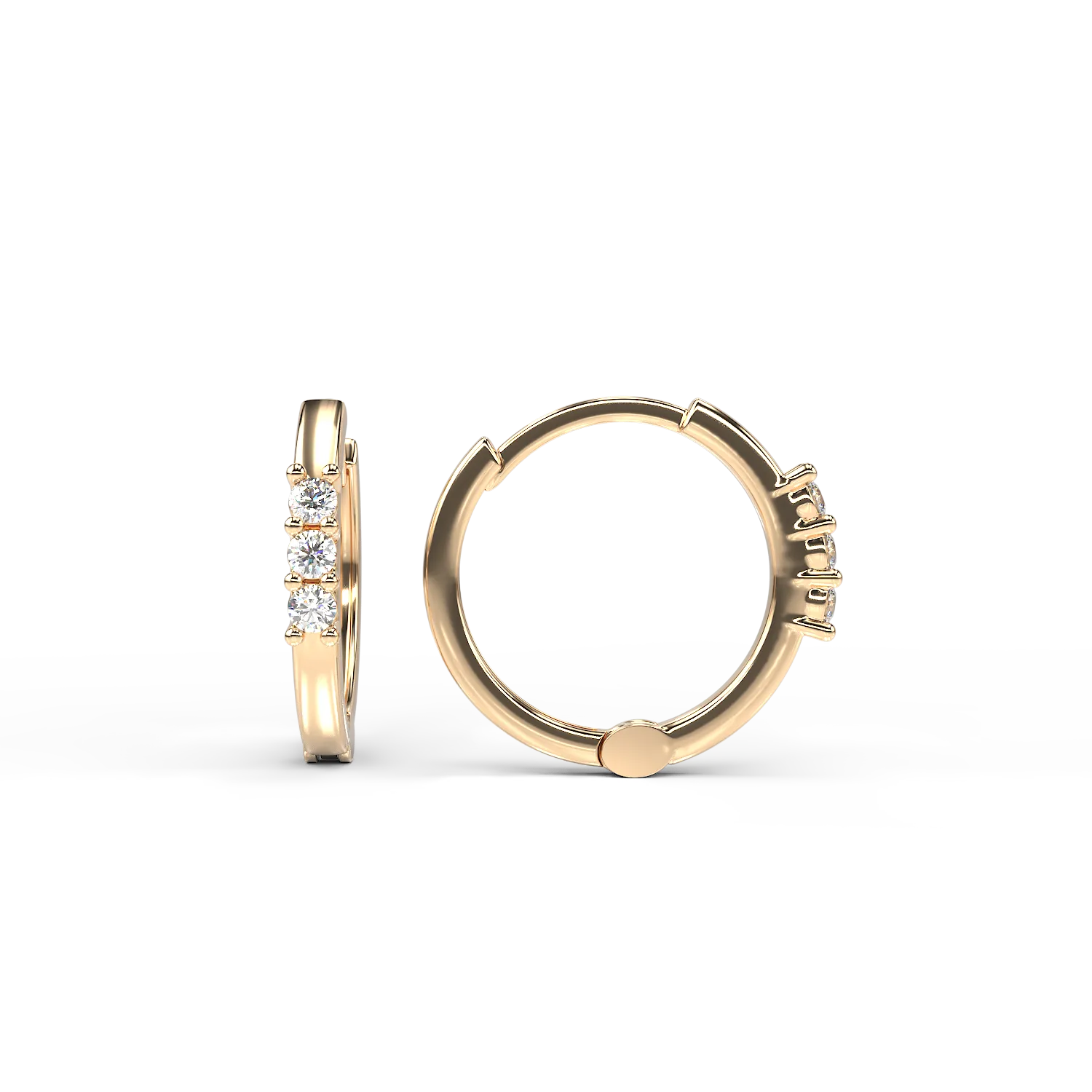 14K жълти златни обеци с 0.051ct диаманта