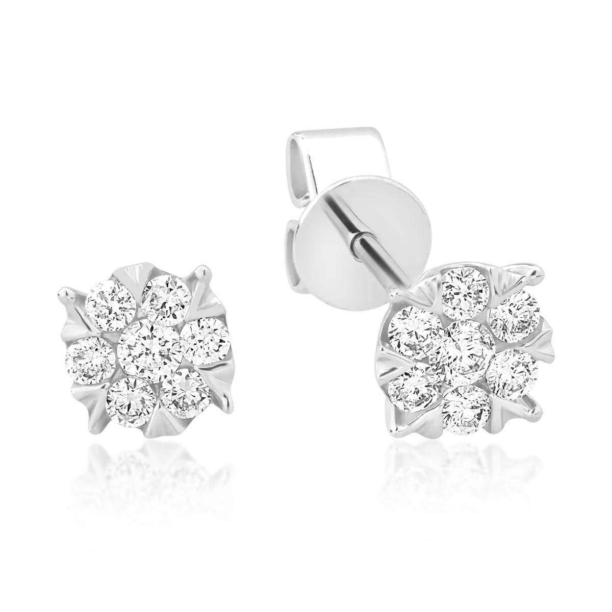 Cercei din aur alb de 18K cu diamante de 0.2ct